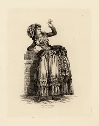 Femme à la mode avec bonnet à la Nicolet, époque de Marie-Antoinette