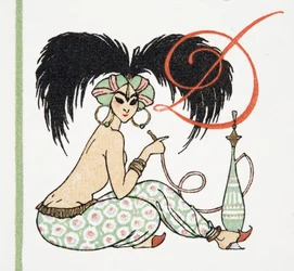 Fille arabe avec pipe à narguilé, de Personnages de Comédie, 1922