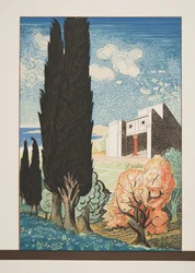 Temple avec cyprès, de Prométhée Enchaîné par Eschyle, pub. 1941