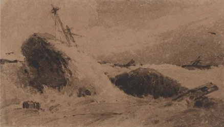 Navire naufragé dans une mer orageuse
