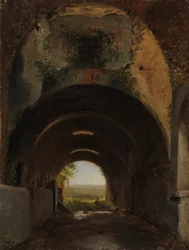 Vue dans les écuries de la Villa de Mécène, Tivoli, ca. 1805-10