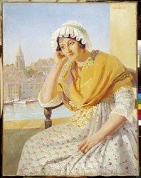 Madame Contencin sur la terrasse quai de Rive-Neuve à Marseille