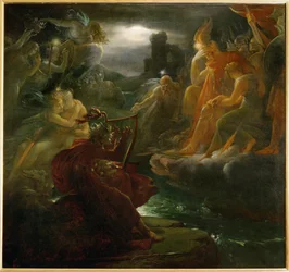 Ossian évoque les fantômes sur les rives de la Lora (peinture sur toile)