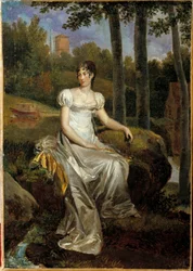 Portrait de Désirée Clary (1777-1860), épouse de Bernadotte, reine de Suède, représentée en princesse de Monte Corvo dans le parc du château de Bellevue. Peinture de François Gérard (1770-1837)