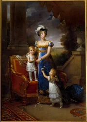 Portrait de Marie Caroline, Princesse des Deux-Siciles, Duchesse de Berry (1798-1870) et ses enfants