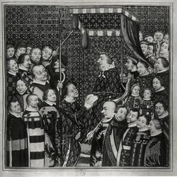 Louis II (1337-1410) Comte de Clément, rendant hommage à Charles V (1338-80) copie d