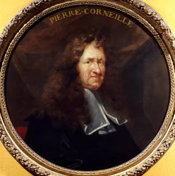 Portrait de Pierre Corneille (1606-1684) poète dramatique Peinture de François Sicre (1640-1705) 17e siècle. Diam 0,760 m. Paris. Musée Carnavalet