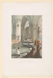 Intérieur de la cathédrale Saint-Michel-et-Sainte-Gudule à Bruxelles avec le tombeau d