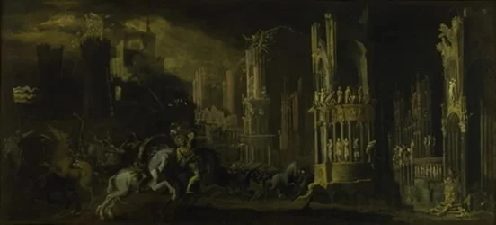 Fantaisie architecturale avec la conversion de Saul (Saint Paul)