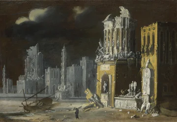 Ruines fantastiques avec saint Augustin et l