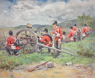 Troupes britanniques utilisant une mitrailleuse Maxim pendant des manœuvres