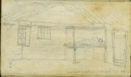 Lit à une place et listing en peau de buffle, 1851