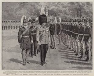 SAR le prince de Galles inspectant la Massachusetts Artillery Company à Marlborough House