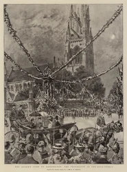 La visite de la reine à Kensington, la procession dans la rue principale