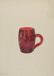 Tasse américaine en verre de Bohème, vers 1939 (aquarelle)