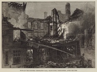 Ruines de la Scottish Corporation Hall, Crane-Court, Fleet-Street, après l