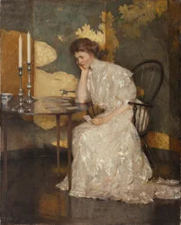 Fille Jouant avec Solitaire