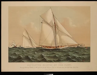 Le Mayflower salué par la flotte. Traversant l