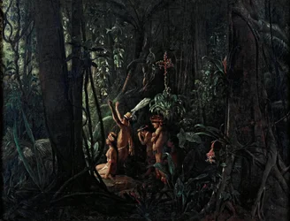 Indiens amazoniens adorant le dieu Soleil