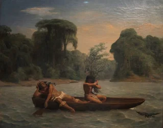 French: Deux indiens dans un canoë / Deux indiens en pirogue Two Indians in a Canoe