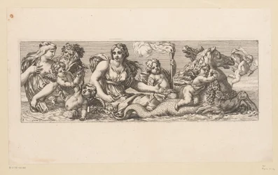 Sainte Catherine avec des néréides, des satyres et des animaux fantastiques dans l