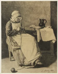 Servante tricotant, 1861