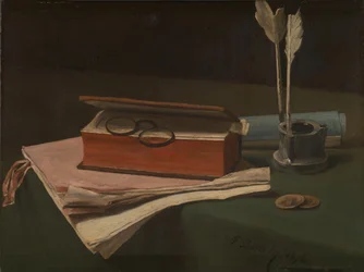 Nature morte avec livre, papiers et encrier, 1876
