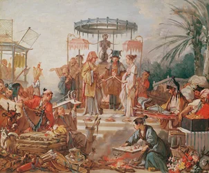 Un mariage chinois, étude pour un carton de tapisserie, c.1742