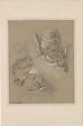 Boucher - Quatre têtes de chérubins, III, 104b
