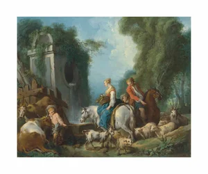 Boucher - Pastorale à la fontaine