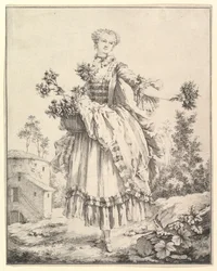 Fille aux fleurs, 18ème siècle