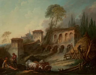 Paysage imaginaire avec la colline Palatine depuis Campo Vaccino, 1734
