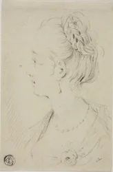 Buste de profil de jeune femme
