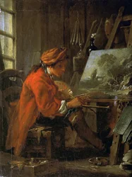 Le peintre dans son atelier, autoportrait, vers 1730