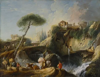 Vue de Tivoli avec le temple de Vesta, vers 1749