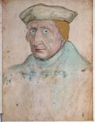 Portrait de Guillaume Budé (Budée) (Budaeus) (1467-1540), Maître de la Librairie Royale de François Ier à Fontainebleau Dessin de François Clouet (1475/1485-1540). 1535. Musée Condé, Chantilly