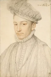 Portrait du roi Charles IX de France par François Clouet. Craie noire et sanguine sur papier, taille : 33,5x22,5