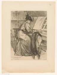 Femme lisant dans une bibliothèque