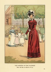 Femme se promenant dans les jardins des Tuileries, près de la rue de Rivoli