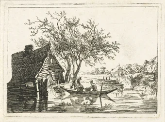 Paysage fluvial avec ferme