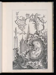 Cartouche avec obélisque et palmier, Livre Nouveau de Morceaux de Fantaisie