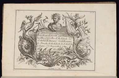 Cartouche avec Buste en Portrait, Livre de Cartouches Irréguliers