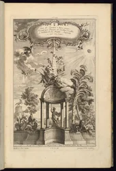 Conception pour panneaux avec Tempietto avec Minerve, couronné par un obélisque et la Victoire