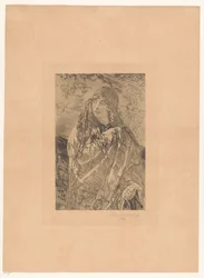 Jeune femme avec châle fleuri