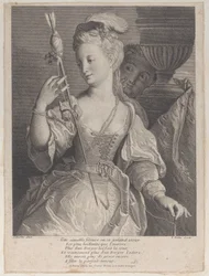 Jeune femme filant du fil pour une flèche