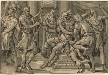 David jouant de la harpe devant Saül