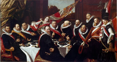 Le banquet des officiers du corps des archers de Saint-Georges de Haarlem. Peinture de Frans Hals, 1616. Haarlem, musée Frans Hals, Hollande