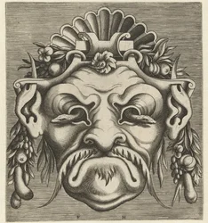 Masque avec deux serpents sortant des orbites