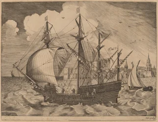 Quatre-mâts armé mettant à la mer