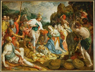 David et Abigail (peinture sur bois de chêne)